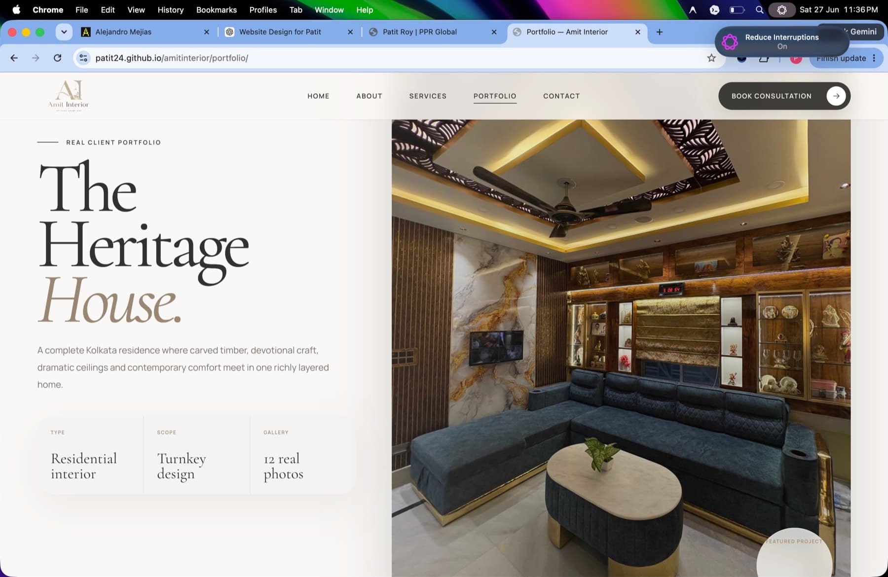 Heritage Residence screen from Interior Amit Website case study