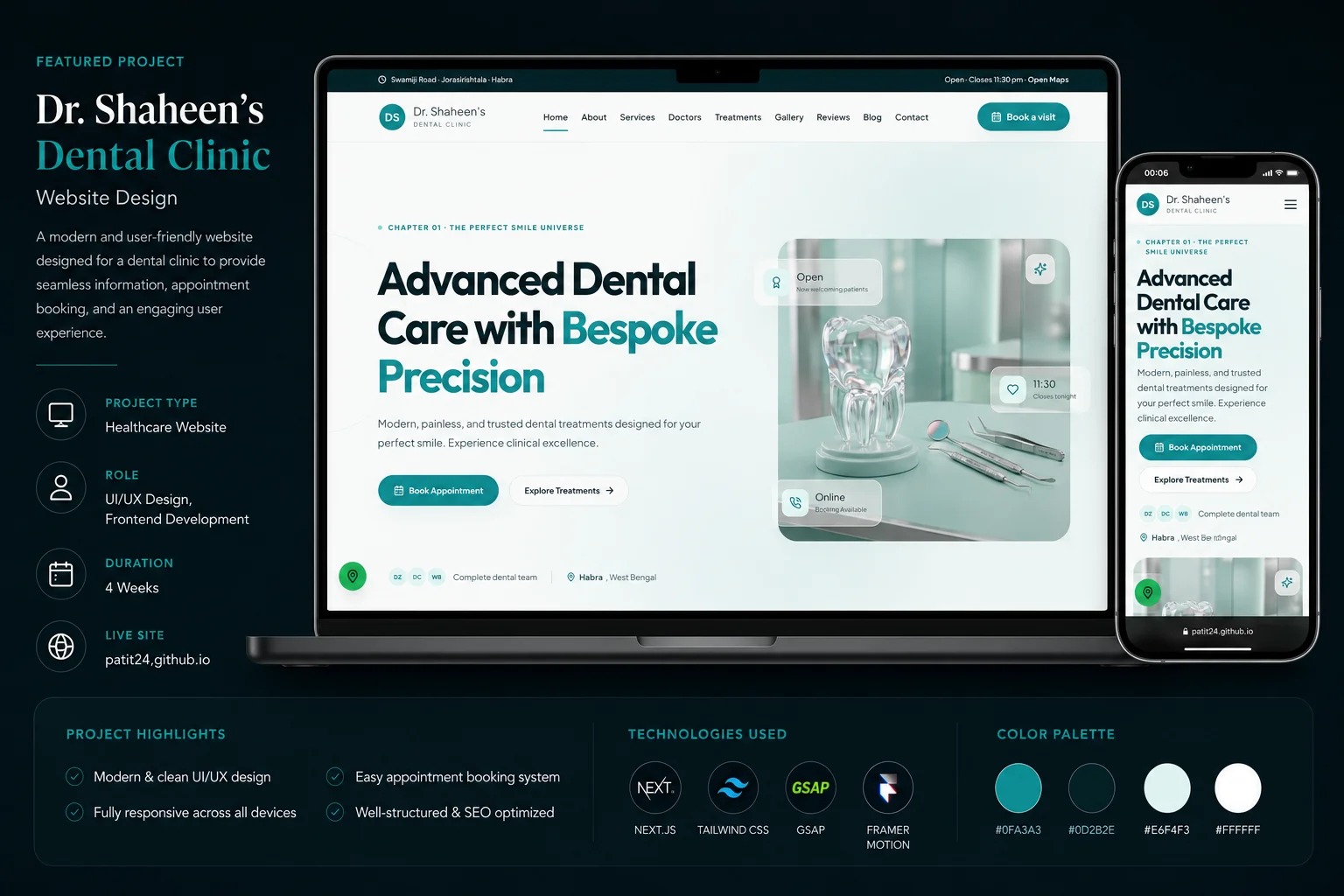 Dr. Shaheen Dental Clinic website with online booking Kolkata