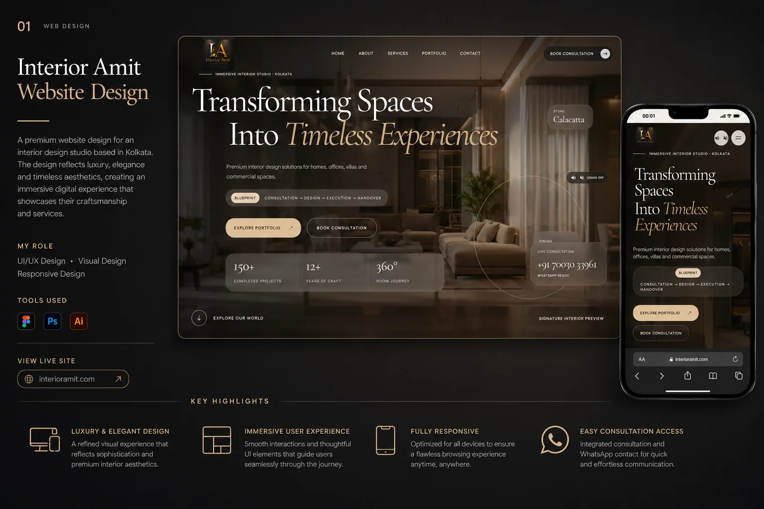 Interior Amit website design and development Kolkata